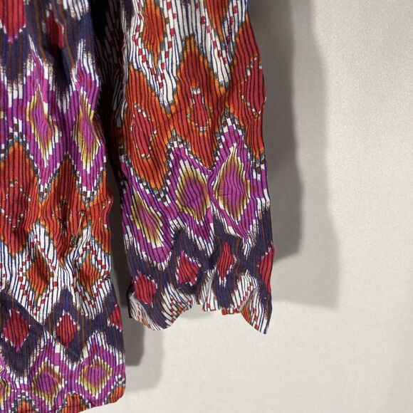 1-6 ARIAT multicolor geometric 3/4 sleeves rayon top S - Picture 4 of 8